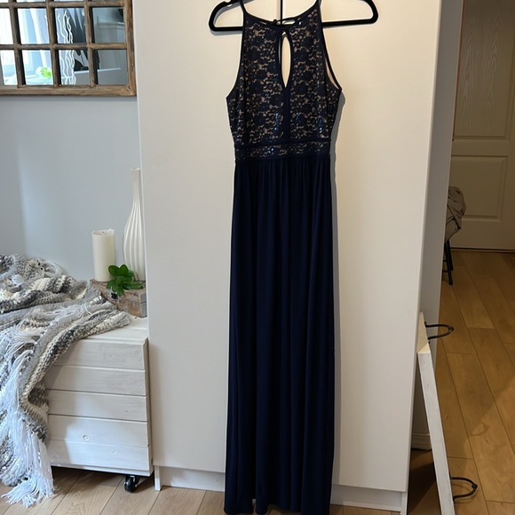 Laura size 8 floor length dress navy blue - Picture 3 of 3